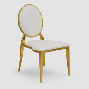 SILLA EN ACERO INOXIDABLE TAPIZADA COLOR DORADO